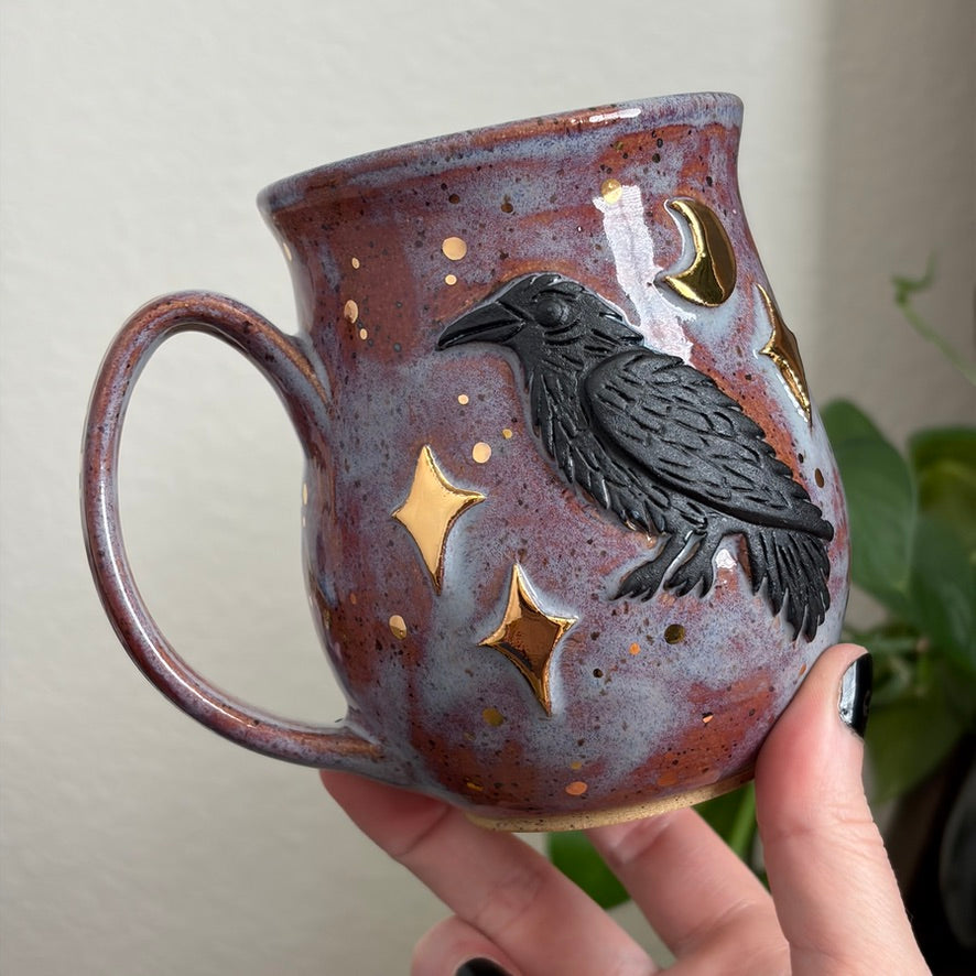 MADE-TO-ORDER • Celestial Raven Mug • Déjà vu Glaze *READ FULL DETAILS*