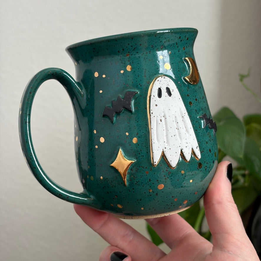 MADE-TO-ORDER • Batty Ghost Mug • CHOOSE YOUR GLAZE *READ FULL DETAILS*