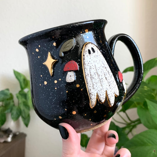 MADE-TO-ORDER • Enchanted Ghost Mug • Raven Glaze *READ FULL DETAILS*