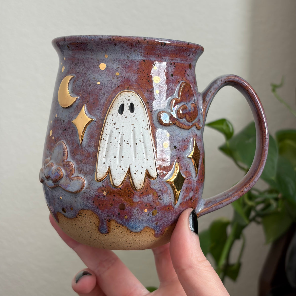 MADE-TO-ORDER • Cloudy Night Ghost Mug • Drippy Déjà vu Glaze *READ FULL DETAILS*