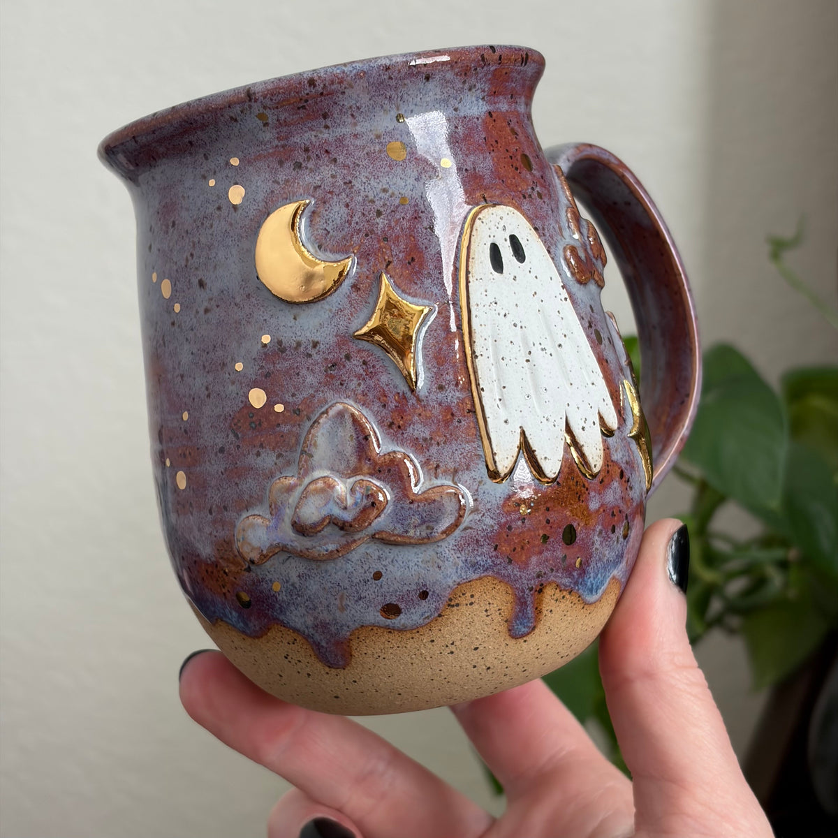MADE-TO-ORDER • Cloudy Night Ghost Mug • Drippy Déjà vu Glaze *READ FULL DETAILS*
