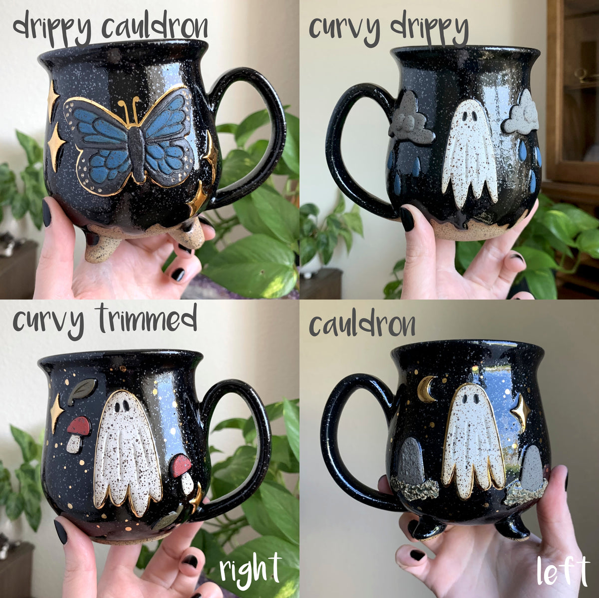 MADE-TO-ORDER • Red Mushroom Ghost Mug • Raven Glaze *READ FULL DETAILS*