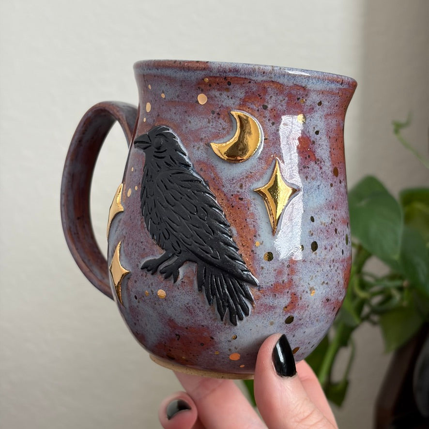 MADE-TO-ORDER • Celestial Raven Mug • Déjà vu Glaze *READ FULL DETAILS*