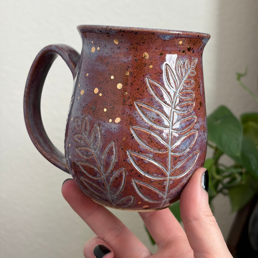 MADE-TO-ORDER • Moon Phase + Ferns Mug • Déjà vu Glaze *READ FULL DETAILS*