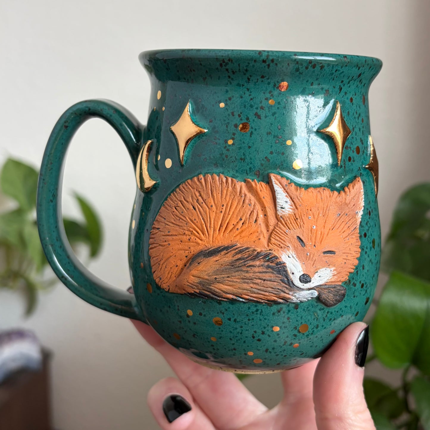 MADE-TO-ORDER • Sleepy Fox Mug • Emerald Glaze *READ FULL DETAILS*