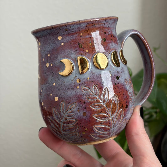 MADE-TO-ORDER • Moon Phase + Ferns Mug • Déjà vu Glaze *READ FULL DETAILS*