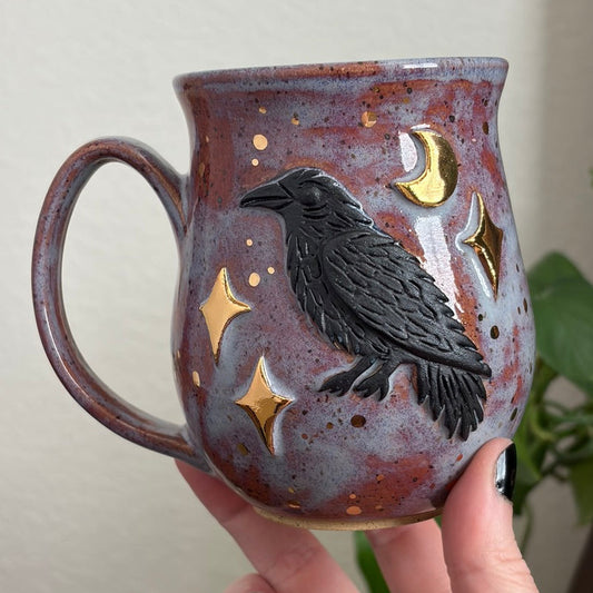 MADE-TO-ORDER • Celestial Raven Mug • Déjà vu Glaze *READ FULL DETAILS*