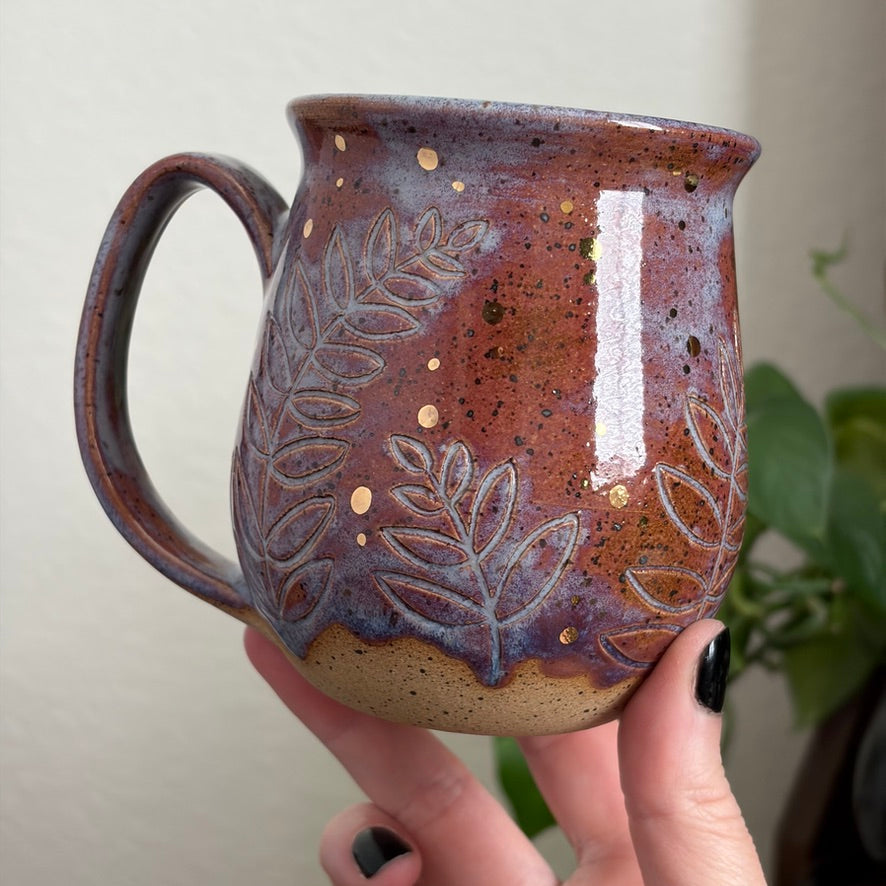 MADE-TO-ORDER • Moonlit Ghost + Ferns Mug • Drippy Déjà vu Glaze *READ FULL DETAILS*
