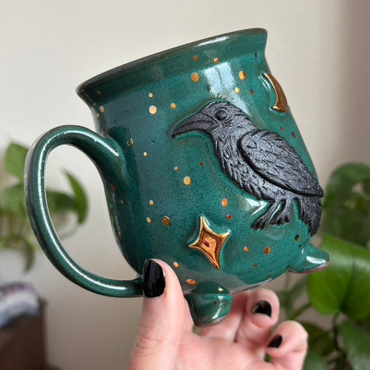 MADE-TO-ORDER • Raven Mug • Emerald Glaze *READ FULL DETAILS*